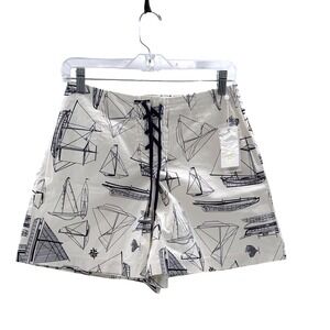 Tory Burch Shorts Adrift Nautical Women 26 White Navy Blue Lace Up Sailing New
